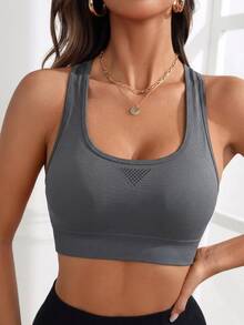 SHEIN Cheerettes 3件組女款運動內衣，交叉背部設計，聚攏胸型，適合健身房運動健身，秋季運動服飾 - 彩色 - 查看 5