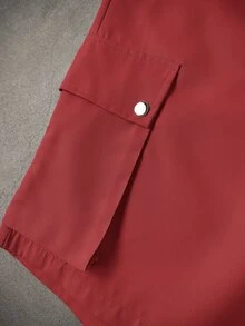 Manfinity Homme Men's Contrast Color Round Neck Drop Shoulder Short Sleeve Casual Loose T-Shirt Set Red And White Shorts Sets For Men Men Color Block Sets - Multicolor - View 5