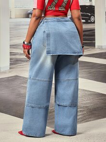 Slaydiva Plus Size Women Non-Stretch Denim Jeans Cowboy Outfits For Women - Light Wash - View 3