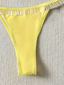 Swim Mod Fashionable And Sexy Yellow Bikini Set Sweet Girl Swimwear Set For Summer Beach Vacation - Yellow - View 3