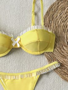 Swim Mod Fashionable And Sexy Yellow Bikini Set Sweet Girl Swimwear Set For Summer Beach Vacation - Yellow - View 4