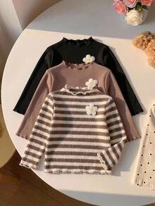 SHEIN 3PCS Young Girls T-Shirts - Multicolor - View 2
