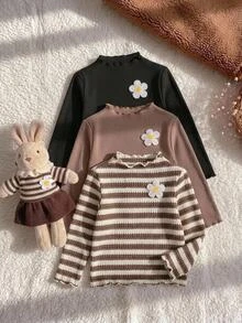 SHEIN 3PCS Young Girls T-Shirts - Multicolor - View 1