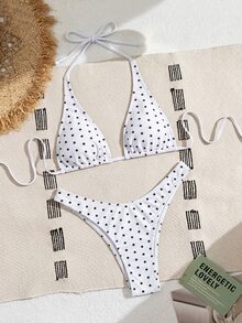 Swim Basics 女士两件式波点印花比基尼套装，休闲度假风 - 彩色 - 查看 3