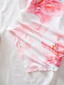 SHEIN 青少年女孩 2件組圓領短袖T恤，修身不對稱下擺，粉色與白色粉色豹紋，休閒可愛夏季上衣度假款 - 粉色 - 查看 8