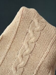 Bohemela Vintage Casual Twisted Rope One-Letter Collar Knit Cardigan Brunch Cream Autumn - Apricot - View 8