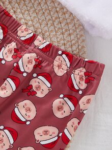 女童聖誕全印花修身長袖圓領睡衣套裝，秋冬款長褲 - 彩色 - 查看 6