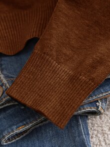 CosyJoli Women's Plus Size Heart Embroidered Basic Cardigan Winter Fall - Brown - View 6
