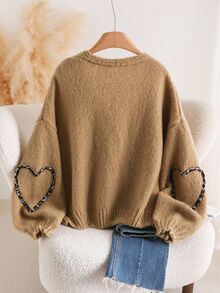 CosyJoli Brown Plus Size Women Tie-Front Knot Cardigan In Fall/Winter - Brown - View 2