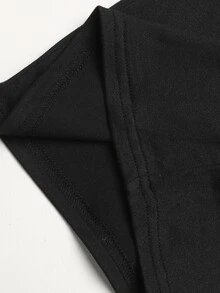 SHEIN 兒童青少年女孩秋冬黑色保暖內裡寬鬆復古高腰寬腿長褲休閒日常穿著 - 黑色 - 查看 4