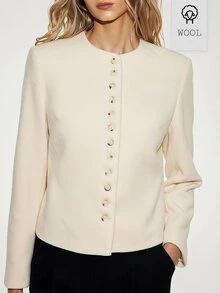 ATUI Studio Women's Elegant Wool Commuter Coat, Autumn - Apricot - View 2
