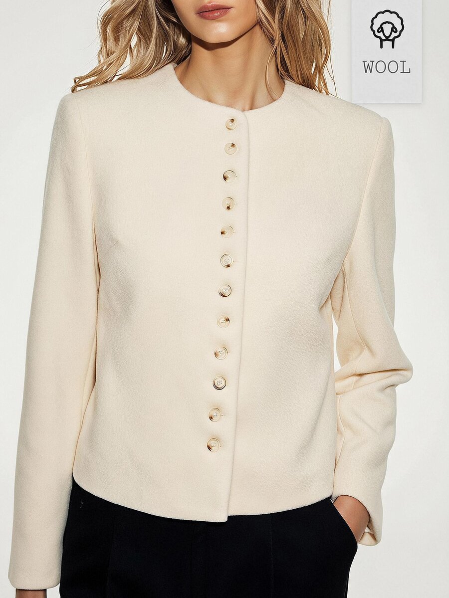 ATUI Studio Women's Elegant Wool Commuter Coat, Autumn - Apricot - View 1