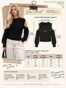 Pariaura Black Pearl-Embellished Cold-Shoulder Structured Knit Sweater With Statement Balloon Sleeves And Premium Accessory Detail - Black - View 8