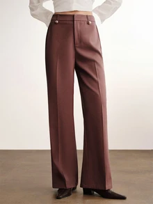 Briarwyn Fall/Winter Women's Solid Color Casual Elegant Suit Pants, Suitable For Commuting And Daily Wear Office Business Brown Pants - Coffee Brown - View 5