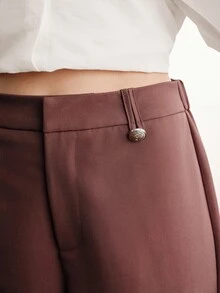 Briarwyn Fall/Winter Women's Solid Color Casual Elegant Suit Pants, Suitable For Commuting And Daily Wear Office Business Brown Pants - Coffee Brown - View 6