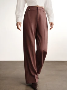 Briarwyn Fall/Winter Women's Solid Color Casual Elegant Suit Pants, Suitable For Commuting And Daily Wear Office Business Brown Pants - Coffee Brown - View 4