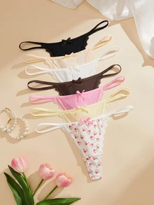 Bare Chapter 7pcs/Set Women's Lace Patchwork Thong Panties - Multicolor - View 8
