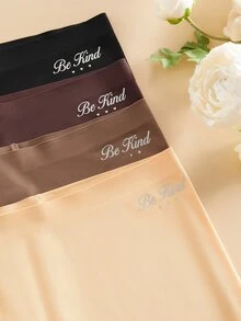 Bare Chapter Celana Pendek Kasual Wanita Motif Huruf untuk Pemakaian Sehari-hari, 4pcs/Pack - MultiWarna - View 3