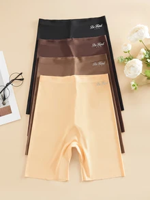 Bare Chapter Celana Pendek Kasual Wanita Motif Huruf untuk Pemakaian Sehari-hari, 4pcs/Pack - MultiWarna - View 10