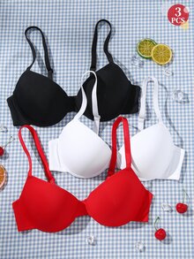 DesireSculpt Women's Underwire Bra 3pcs/Set - Multicolor - View 3