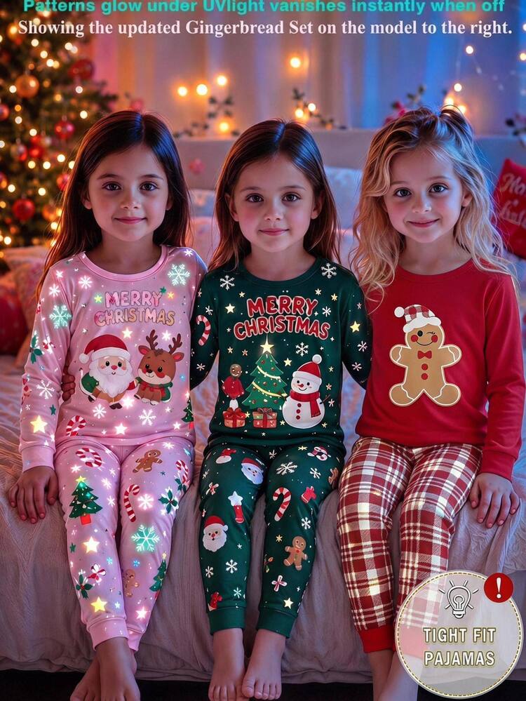 SHEIN Young Girls Young Girl New Christmas Plaid Hat & Gingerbread Man Print Milk Silk Burgundy Round Neck Long Sleeve Top With All-Over Burgundy Plaid Loose Comfortable 2 Pieces Set Home Wear, Christmas Red Plaid Pants Set 1Set Christmas Theme Slim Fit - Red and White - View 10