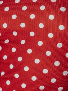 Pimkie Edition Atasan Wanita Motif Polkadot Merah Tanpa Bahu, Pakaian Kasual Sehari-hari - Red and White - View 3