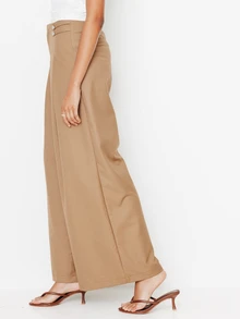 Pimkie Edition Women's Solid Color Pleated Casual Versatile Daily Wear Long Pants - Camel - View 4