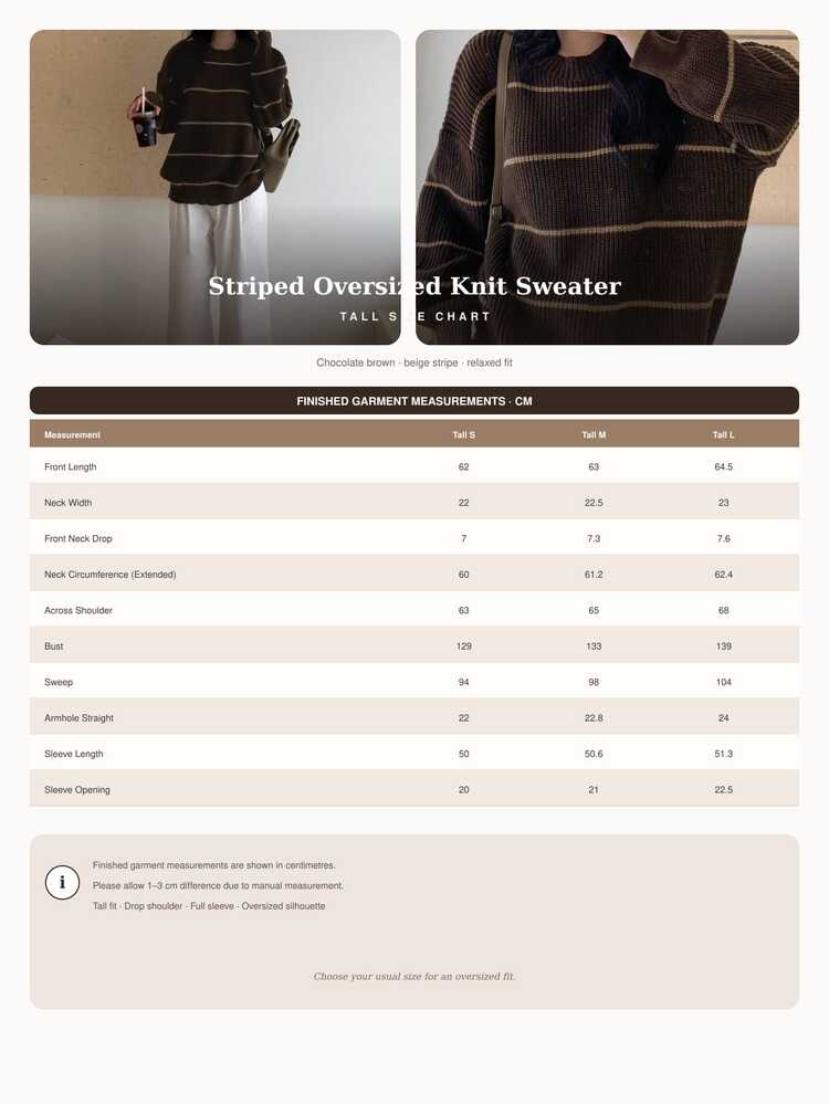 EURMUSE Tall Size Brown Stripe Round Neck Drop Shoulder Long Sleeve Casual Loose Pullover Sweater Brunch School Autumn Winter - Multicolor - View 10