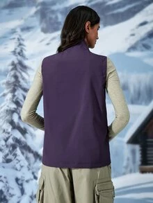 Exploreva Exploreva Women's Outdoor Zipper Pocket Minimalist Vest Jacket - Purple - View 3