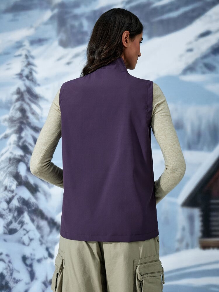 Exploreva Exploreva Jaket Rompi Minimalis Wanita untuk Outdoor dengan Saku Ritsleting - Purple - View 3