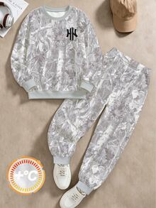 小男孩運動衫套裝 復古藍白賽車印花 長袖圓領 校園秋季返校款 - 彩色 - 查看 6