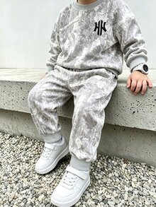 小男孩運動衫套裝 復古藍白賽車印花 長袖圓領 校園秋季返校款 - 彩色 - 查看 5