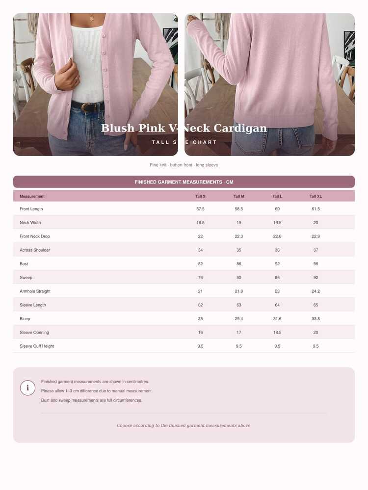 SHEIN Tall Women's Casual Everyday Office Commute Simple Solid Color Button Front Lightweight Cardigan Dusty Pink Autumn - Baby Pink - View 6