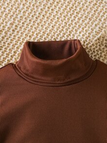 SHEIN Young Girl 2件套：針織素色立領休閒T恤秋季上衣與梭織碎花裙褲 - 彩色 - 查看 9