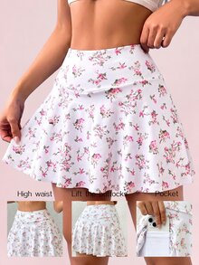 Sovereign Charm Women's Tennis Skort Floral Print Built-In Shorts With Pockets High Stretch Skin-Friendly For Tennis Workout Daily Summer - Multicolor - View 2