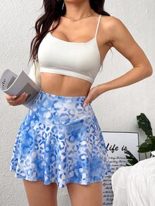 SHEIN Sovereign Charm 女款豹紋高腰日常健身運動裙褲 - 彩色 - 查看 6