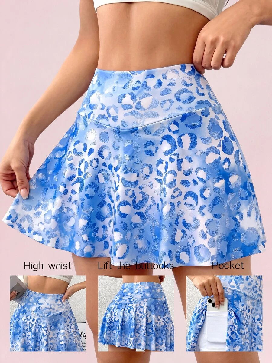 SHEIN Sovereign Charm 女款豹紋高腰日常健身運動裙褲 - 彩色 - 查看 1