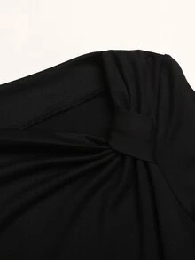 SHEIN Tween女孩秋冬休閒優雅紅色格紋長袖圓領拼接洋裝 - 紅色 - 查看 7