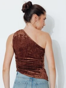Pimkie Edition Summer Elegant Metal Decor One-Shoulder Top - Brown - View 2