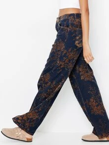 Pimkie Edition Women's All-Over Print Casual Versatile Daily Wear Denim Jeans With Pockets - Multicolor - View 4