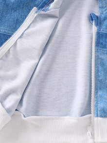 SHEIN 女童針織特殊效果印花連帽休閒衛衣與直筒長褲兩件套 - 彩色 - 查看 9