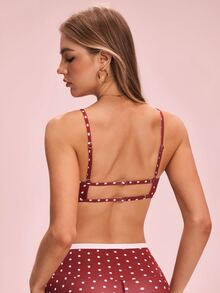 SHEIN Sovereign Charm 女款波點印花露背運動內衣 - 紅白色 - 查看 2