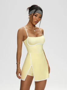 Sovereign Charm Women's Color Block Trim Split Strap Sports Dress - Yellow - View 9