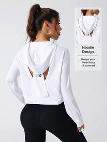 Sovereign Charm Sovereign Charm 女士镂空极简字母印花休闲卫衣 - 白色 - 查看 4