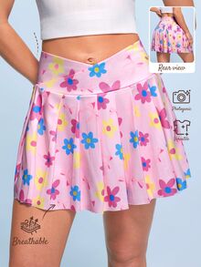 SHEIN Sovereign Charm Women's Floral Print Casual Daily Outdoor Sports Skorts - Multicolor - View 1