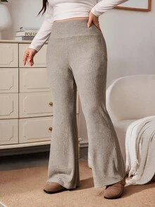 Enliva Plus-Size Women's Casual Two Pieces Trousers In Black And Beige, With PocketsApple,Rounded Body - Multicolor - View 7