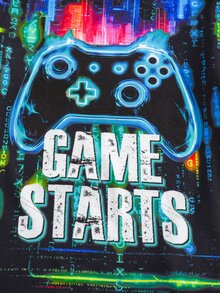 SHEIN Set Piyama Anak Laki-Laki Remaja Motif Konsol Game Neon Kerah Bulat Lengan Panjang Celana Musim Gugur Kasual Nyaman Pas Badan 2pcs - Hitam - View 4
