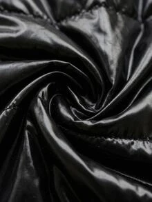 Lumivelle Long Shiny Black Puffer Winter Coat With Faux Fur Hood – Warm Outerwear, Zip Up, Faux Fur Trim And Quilted Design Going Out Everyday Streetwear Casual - Black - View 7