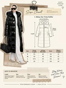 Lumivelle Long Shiny Black Puffer Winter Coat With Faux Fur Hood – Warm Outerwear, Zip Up, Faux Fur Trim And Quilted Design Going Out Everyday Streetwear Casual - Black - View 8