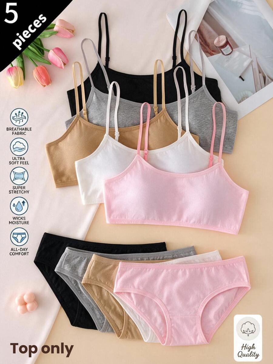 Teen Girl Solid Color Breathable Elastic Daily Casual Underwear Autumn Winter - Multicolor - View 1